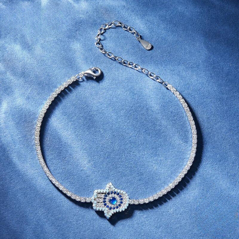 Pulseira Hamsá - 100% Prata 925 cravejado com zircônias
