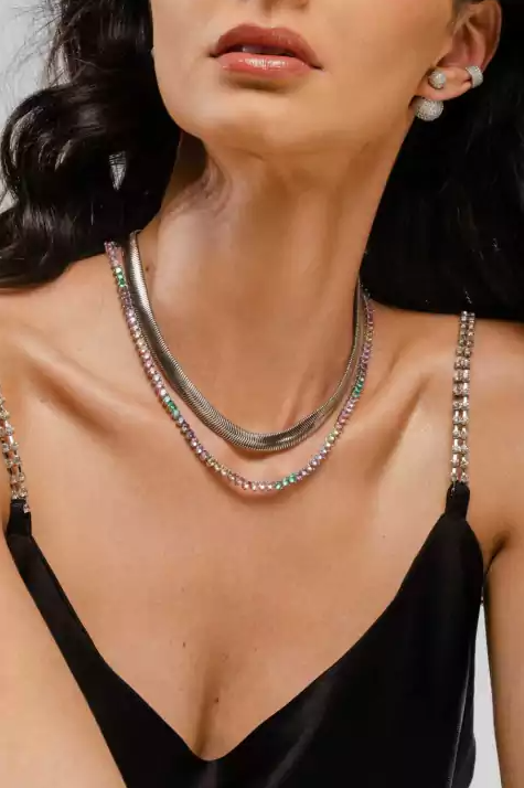 Riviera três pontas color 3mm - Cravejada com zircônias