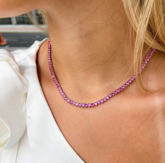 Riviera três pontas Pink 3 mm - Cravejada com zircônias