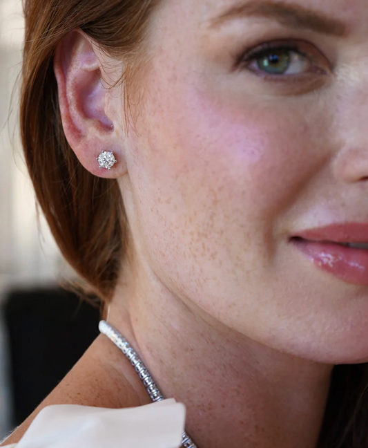 Brinco Solitário Moissanite - 100% Prata 925