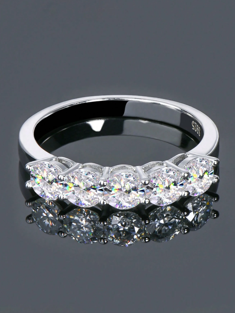 Meia Aliança Classic Moissanite - 100% Prata 925