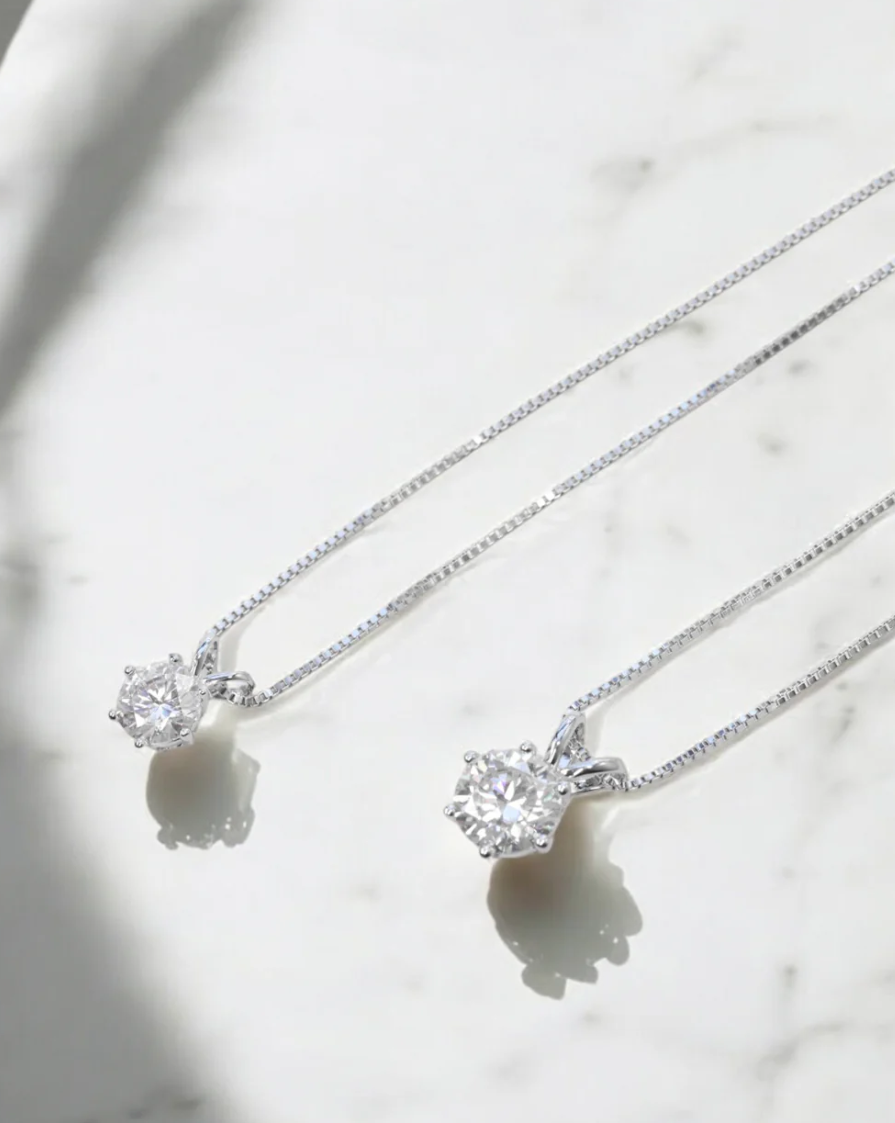 Colar Ponto de Luz 1 CT - 100% Prata com Moissanite