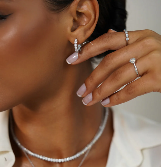 Brinco Argola Moissanite - 100% Prata 925