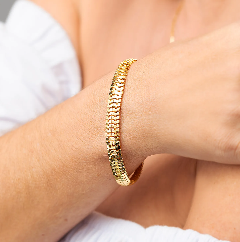 Pulseira Malha grossa - Banhada a ouro 18k