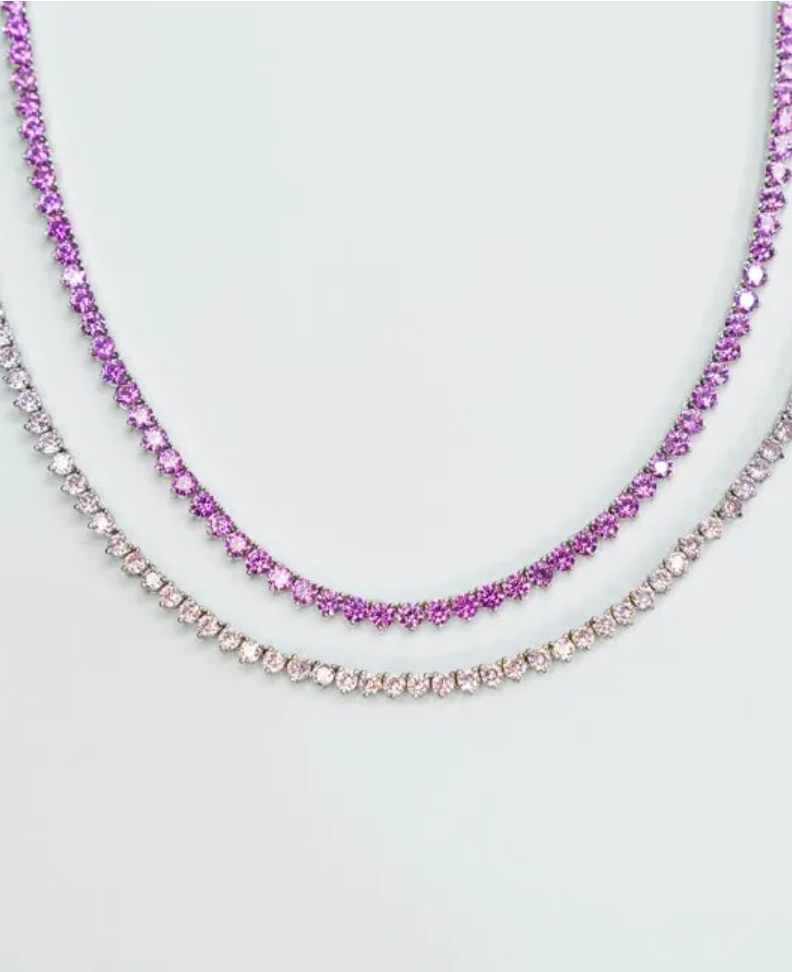 Riviera três pontas Pink 3 mm - Cravejada com zircônias