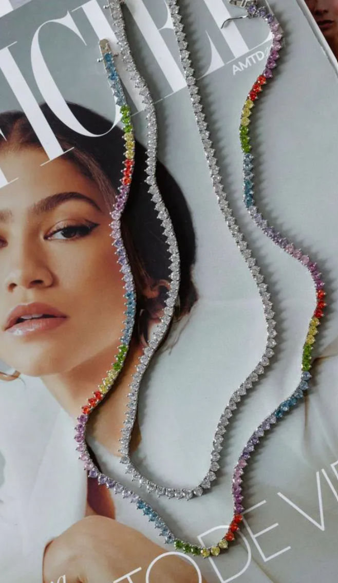 Riviera três pontas color 3mm - Cravejada com zircônias
