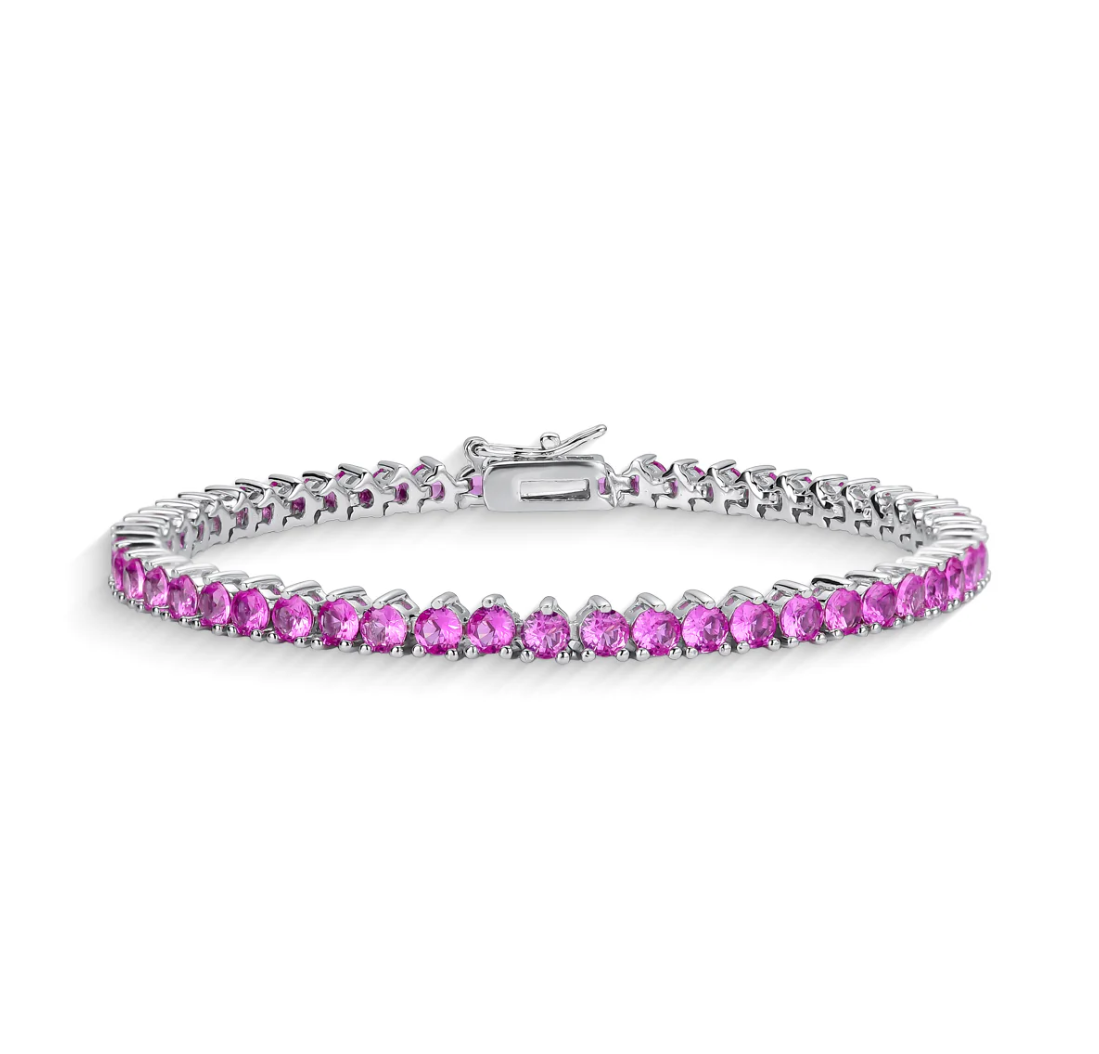 Pulseira riviera pink três pontas 3mm
