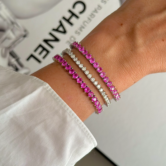 Pulseira riviera pink três pontas 3mm