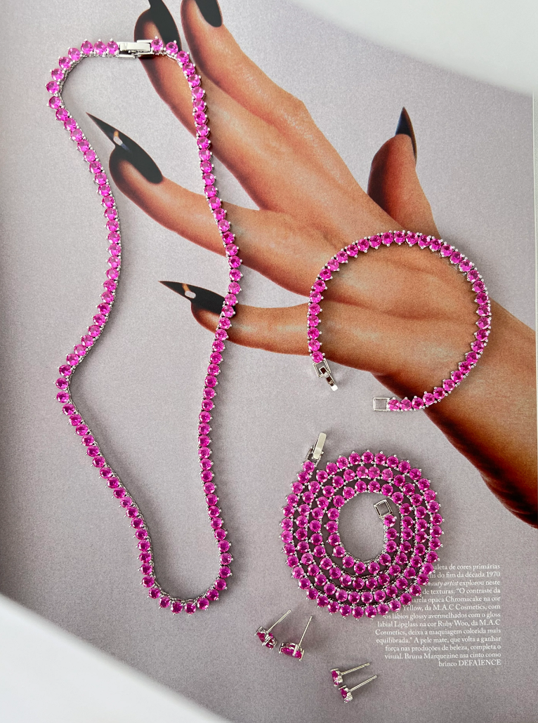 Pulseira riviera pink três pontas 3mm