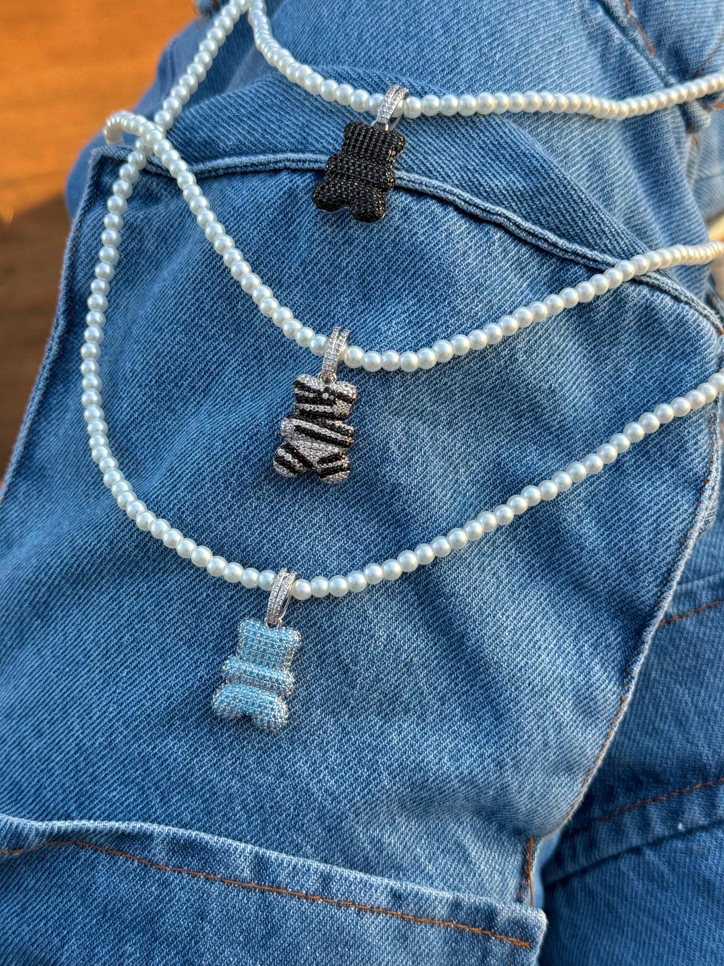 Pingente Urso Style - Cravejado com microzircônias