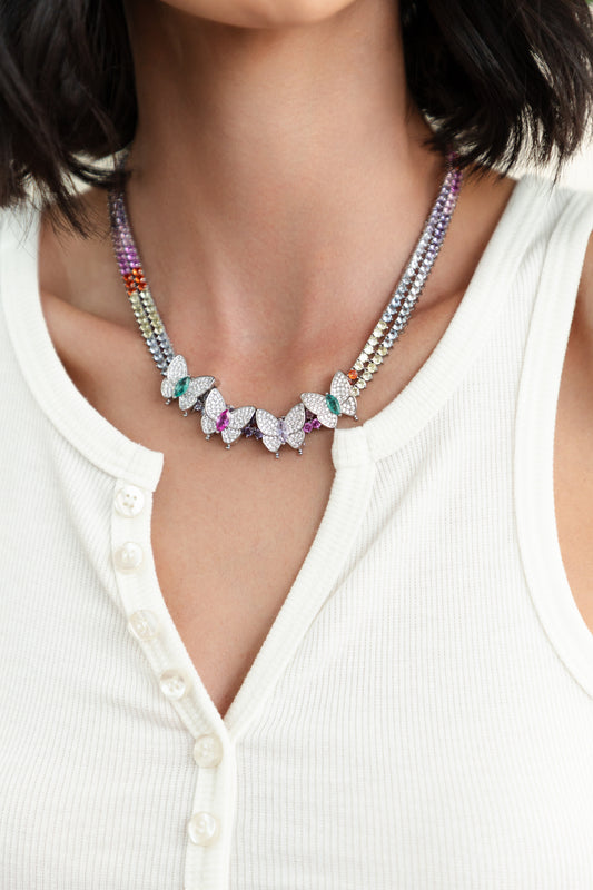 Riviera três pontas color 3mm - Cravejada com zircônias