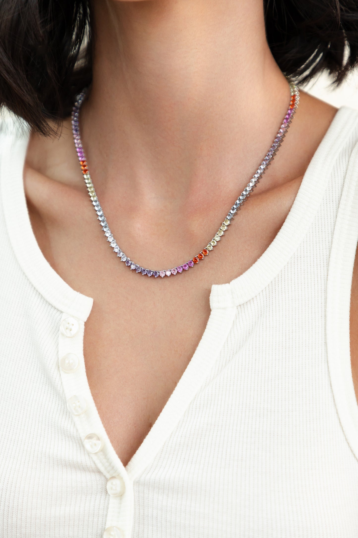 Riviera três pontas color 3mm - Cravejada com zircônias