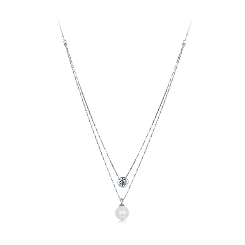 Colar Duplo Pearl Moissanite - 100% Prata 925