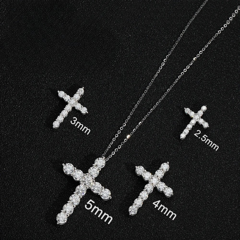 Colar Crucifixo Moissanite - 100% Prata 925