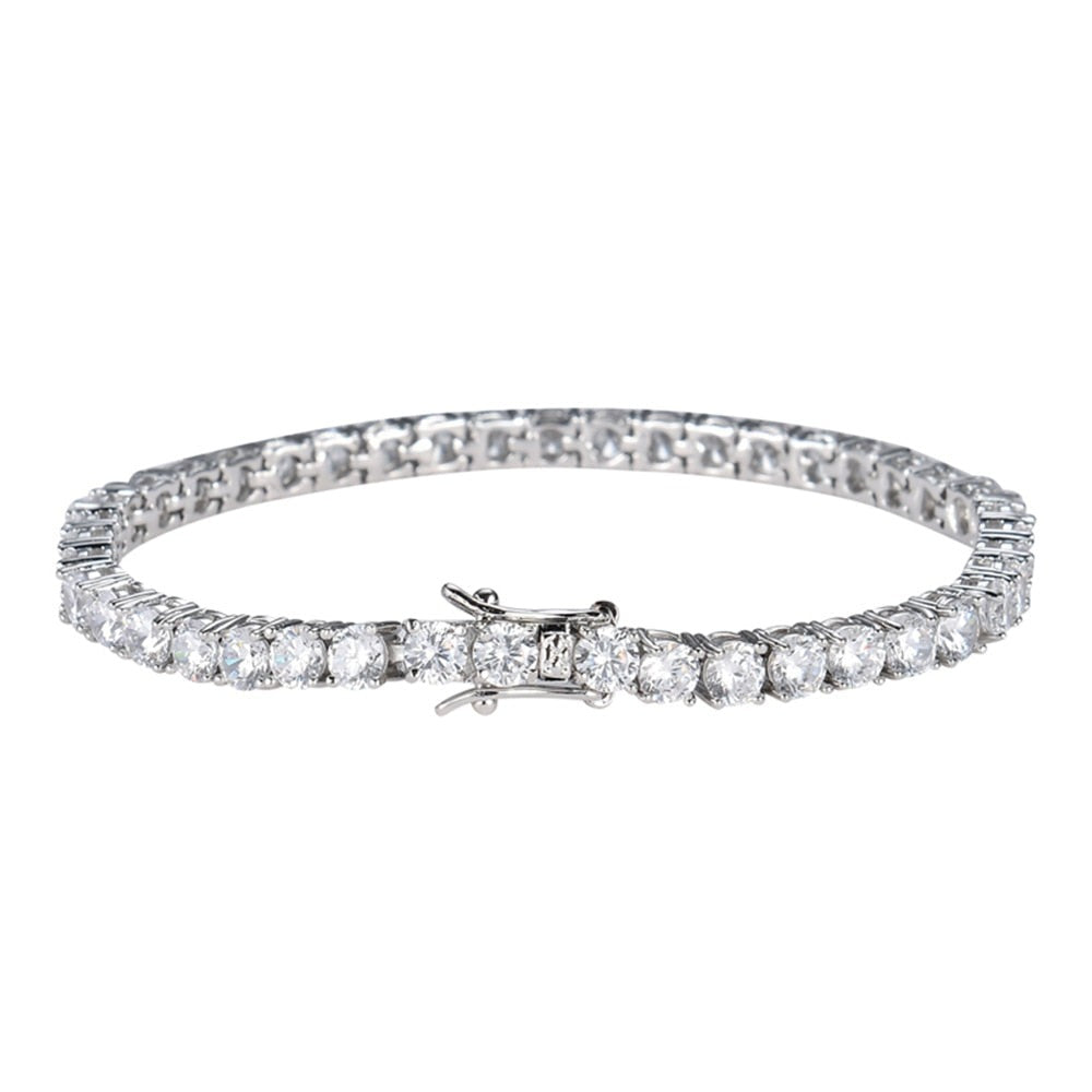 Pulseira Zircônia Luxo - 100% Prata 925 banhada a ouro branco