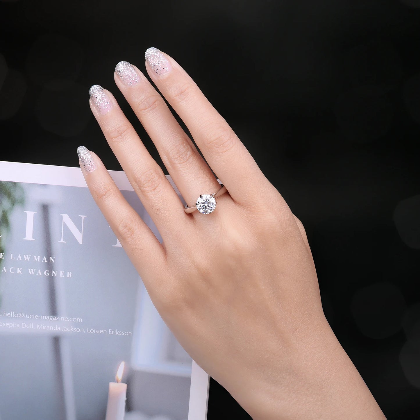 Anel solitário moissanite 2ct - 100% Prata