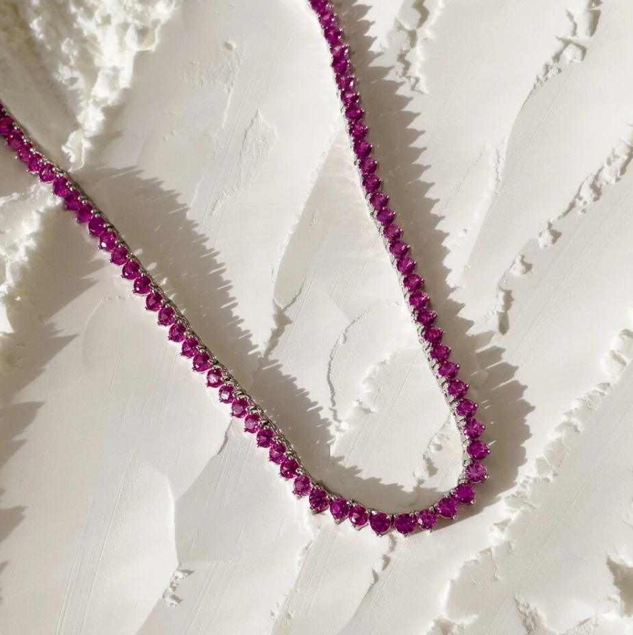 Riviera três pontas Pink 3 mm - Cravejada com zircônias