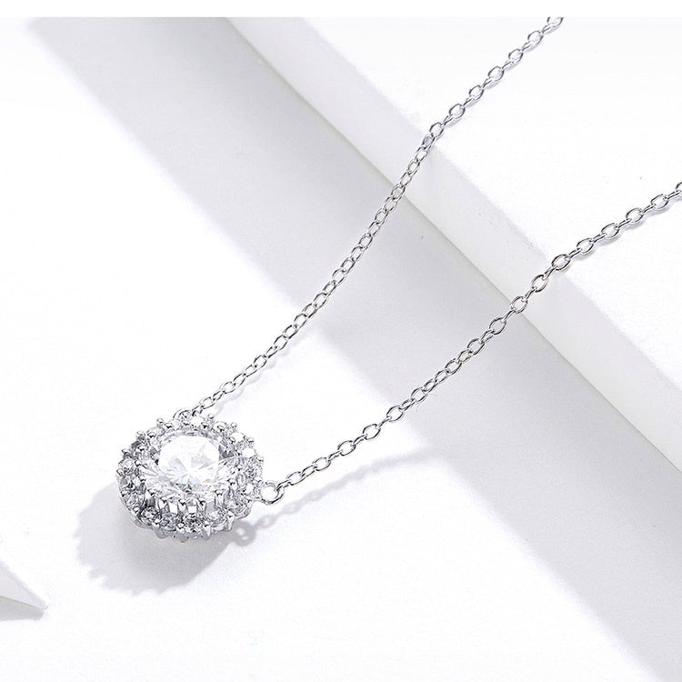 Colar Ponto de Luz Cristal - 100% Prata 925 com Zircônia