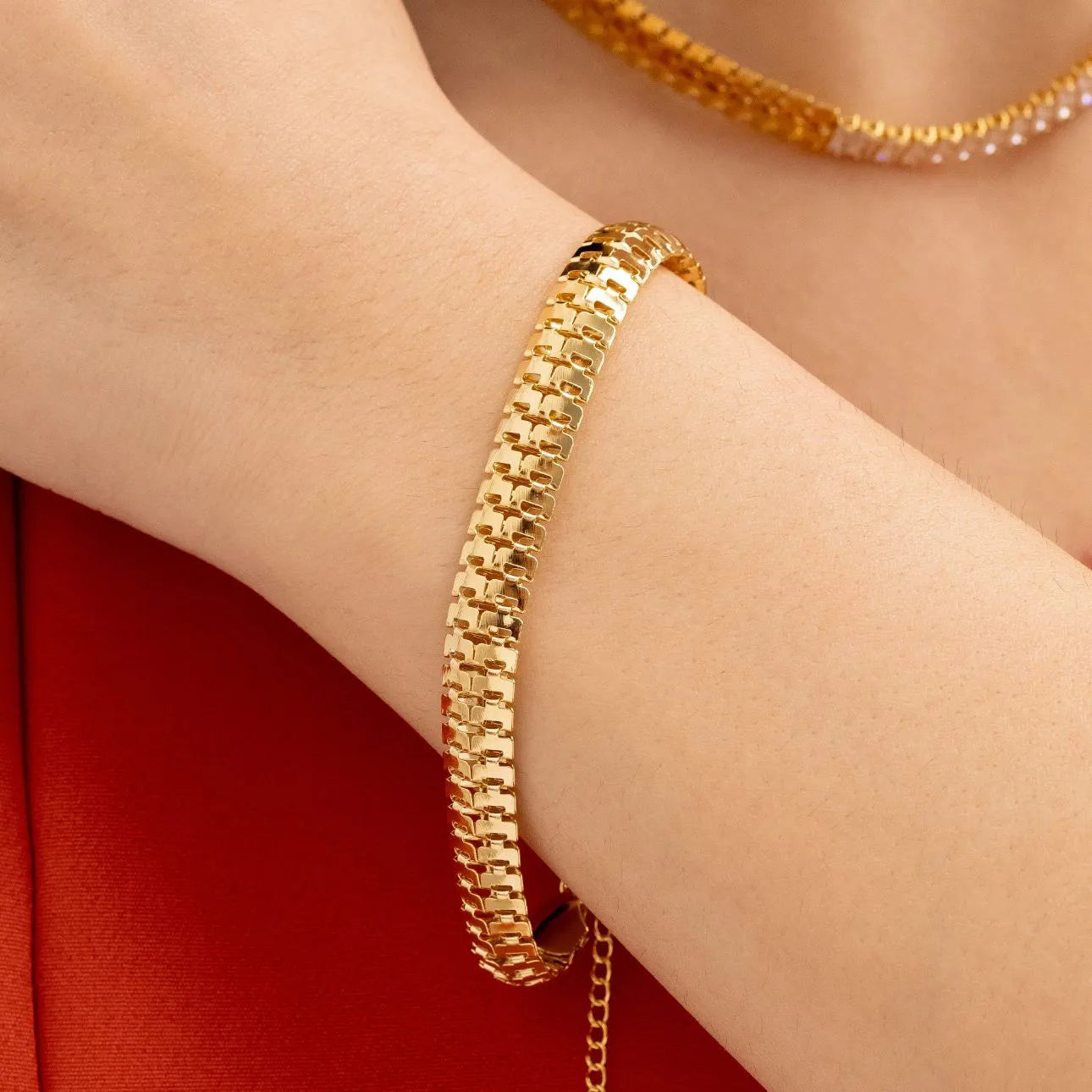 Pulseira Malha grossa - Banhada a ouro 18k