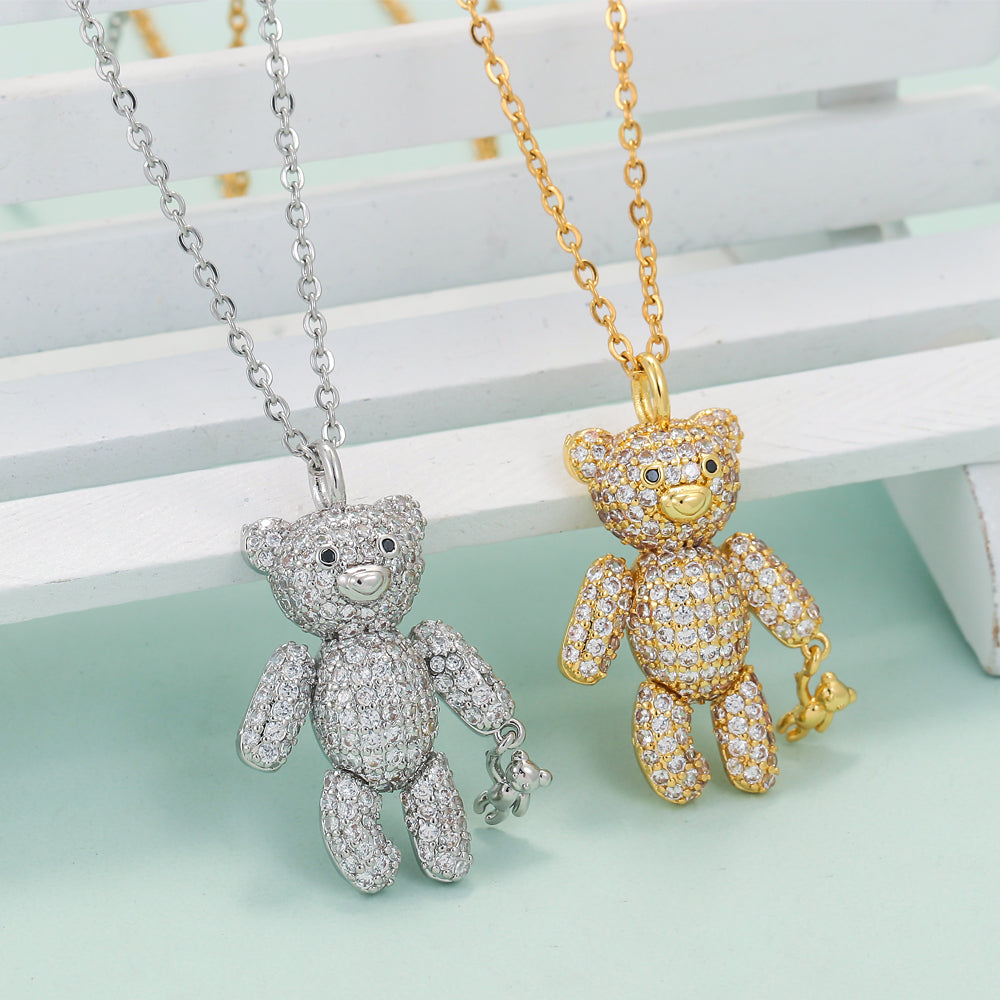 Colar Urso Teddy - Cravejado com zircônias