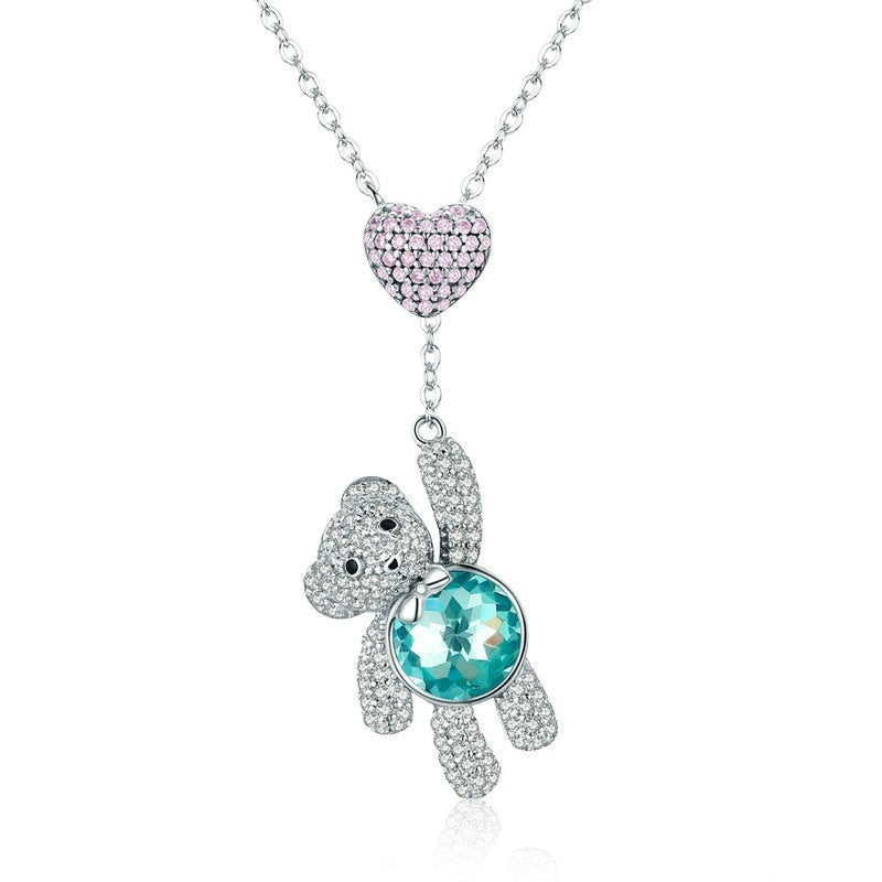 Colar Urso Luxo - 100% Prata 925 com Zircônias