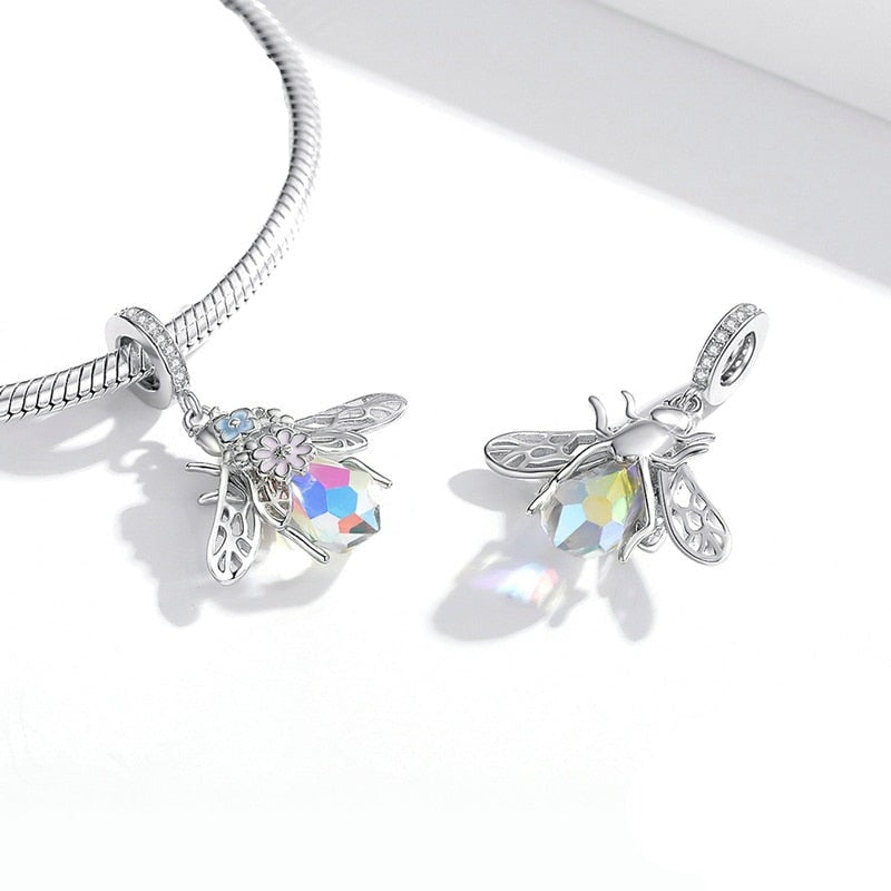 Charm Abelha Encantada - 100% Prata 925 com zircônias