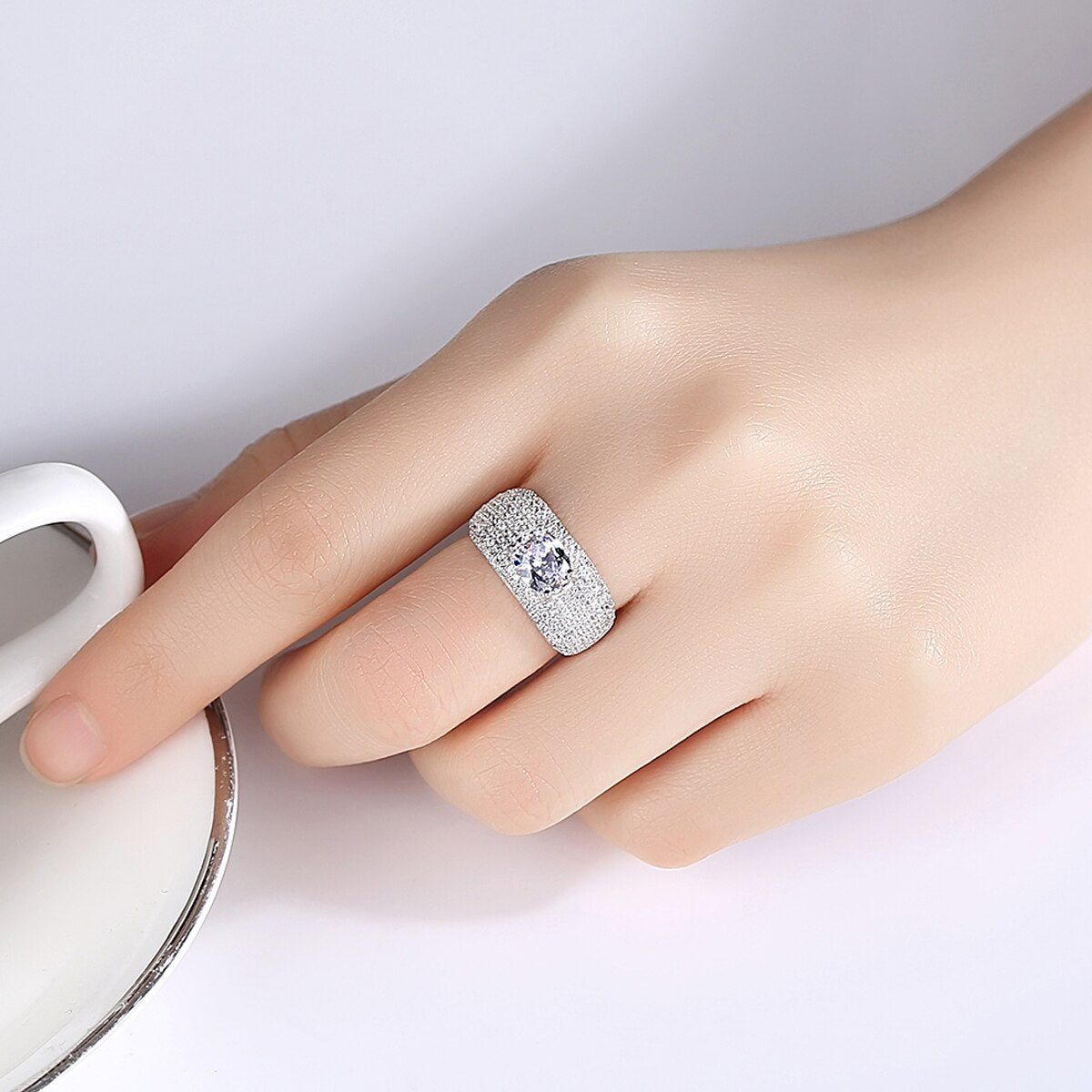 Anel Ravenna Luxo - 100% Prata 925 com Zircônias