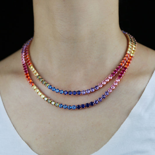 Colar Riviera Rainbow 5mm - Cravejado com Zircônias