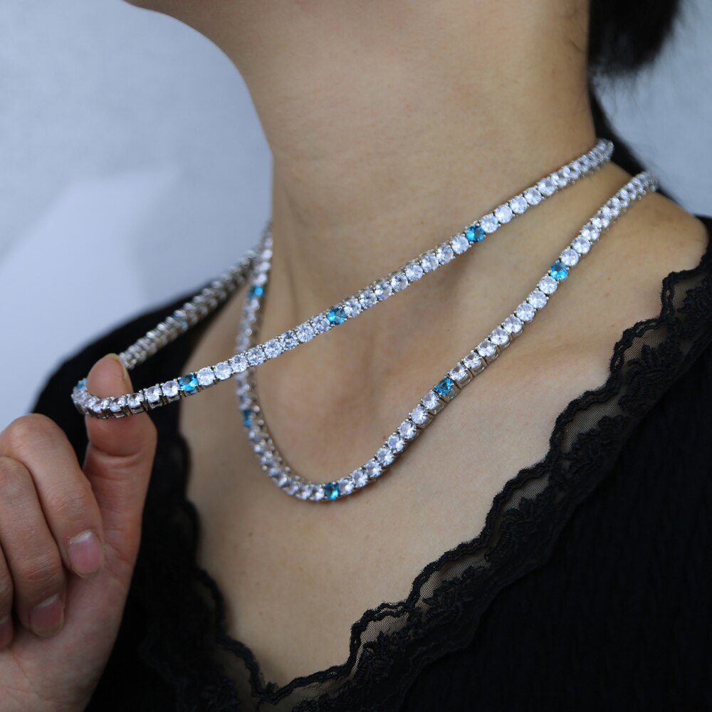 Riviera Blue Skye 5mm - Cravejada com zircônias