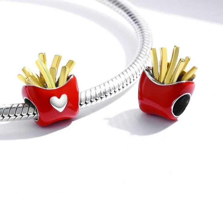 Charm Clips Batata Frita - 100% Prata 925 Esmaltada