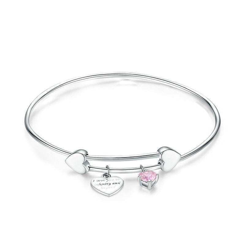 Bracelete Coração Pendente - 100% Prata 925