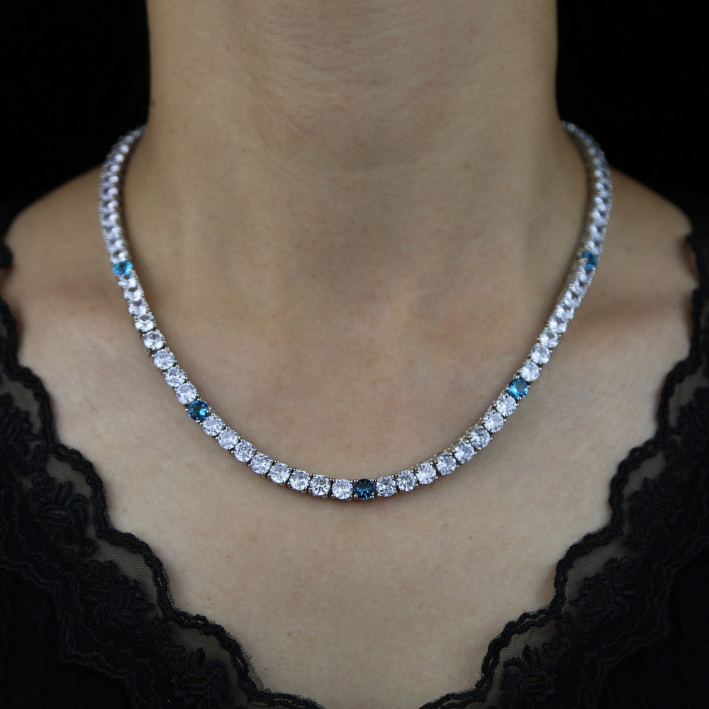 Riviera Blue Skye 5mm - Cravejada com zircônias