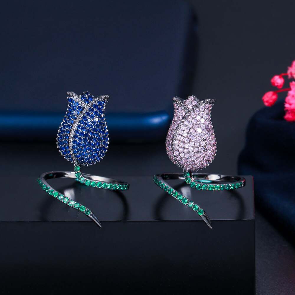 Anel Rosa Crystal - Cravejado com Zircônias