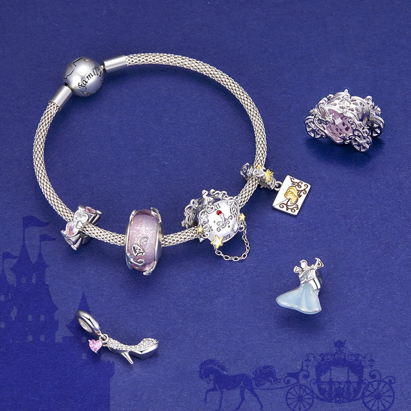 Charm Carruagem Murano Cinderela - 100% Prata 925