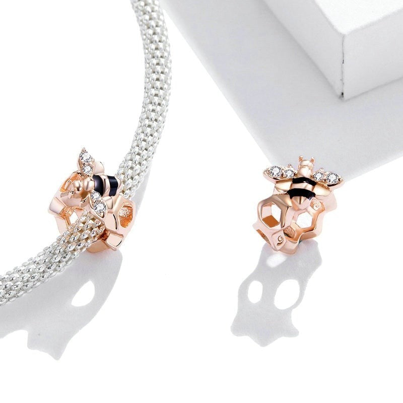 Charm Separador Abelha Luxo -100% em Prata 925