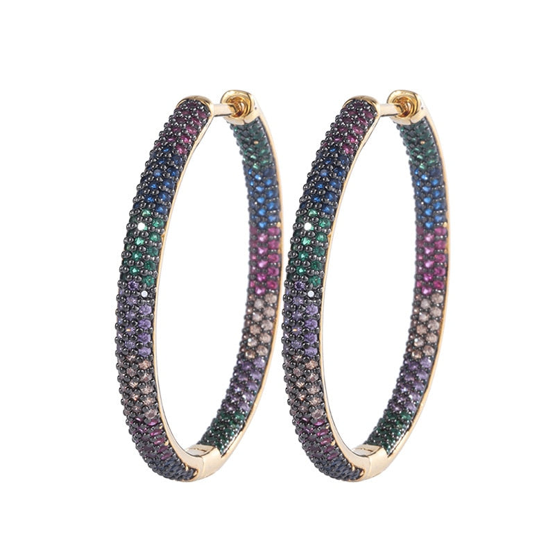 Brinco Argola Rainbow - Cravejado com Zircônias