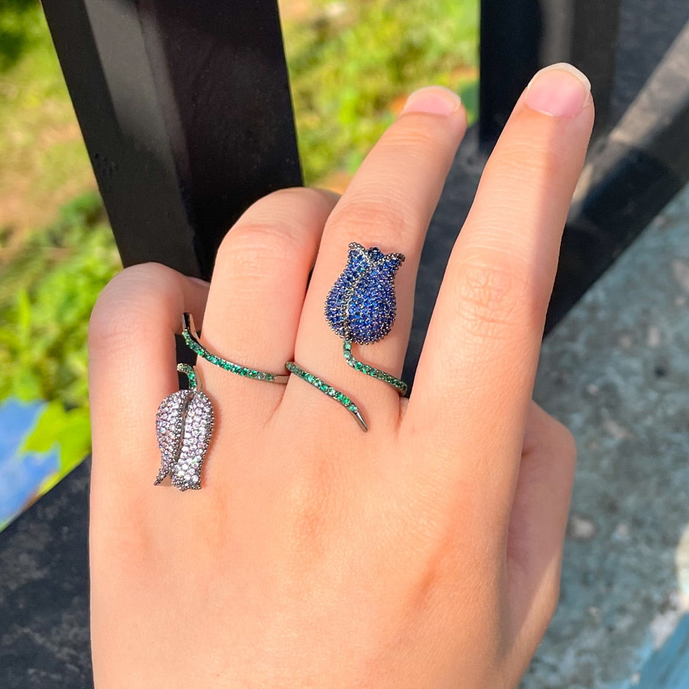 Anel Rosa Crystal - Cravejado com Zircônias
