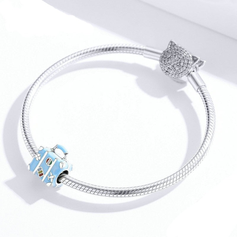 Charm Mala Azul - 100% Prata 925 Esmaltada