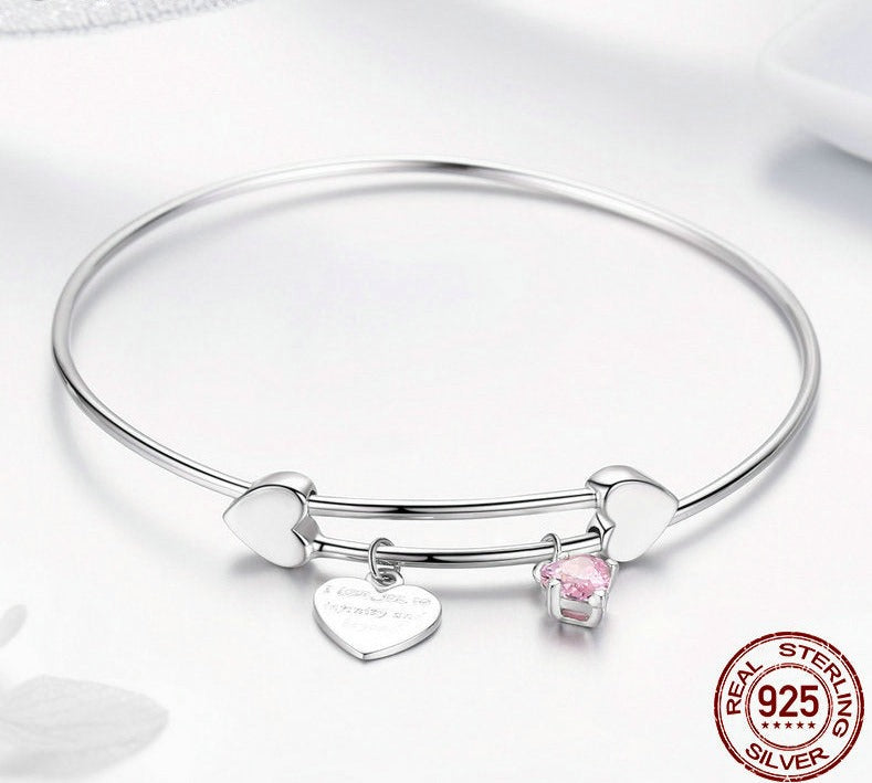 Bracelete Coração Pendente - 100% Prata 925