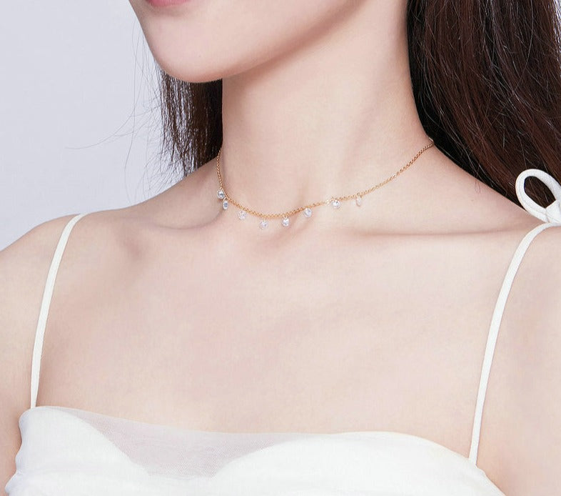 Colar Choker Cristal - Prata 925 com Zircônias