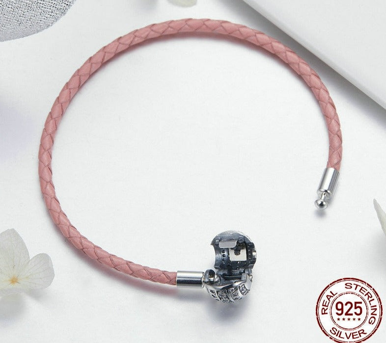 Bracelete Esfera Diamond - Couro Legítimo Trançado