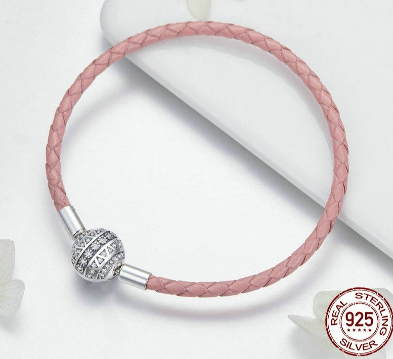 Bracelete Esfera Diamond - Couro Legítimo Trançado