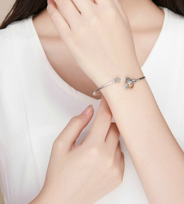 Bracelete Abelha Rainha - 100% Prata 925
