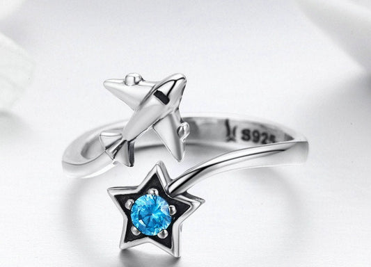 Anel Avião - 100% Prata 925 com Zircônia