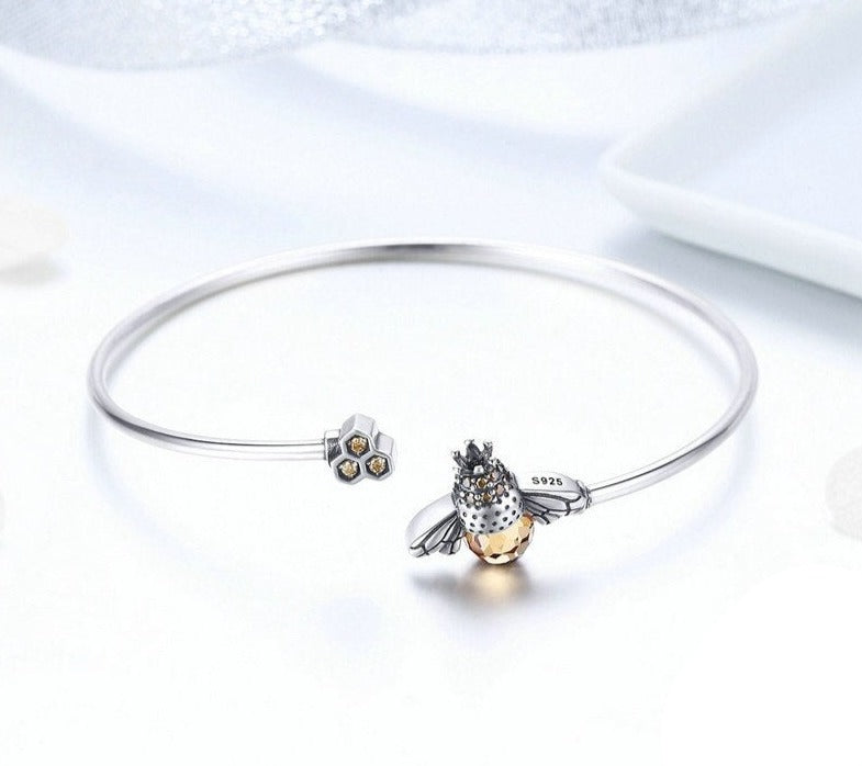 Bracelete Abelha Rainha - 100% Prata 925