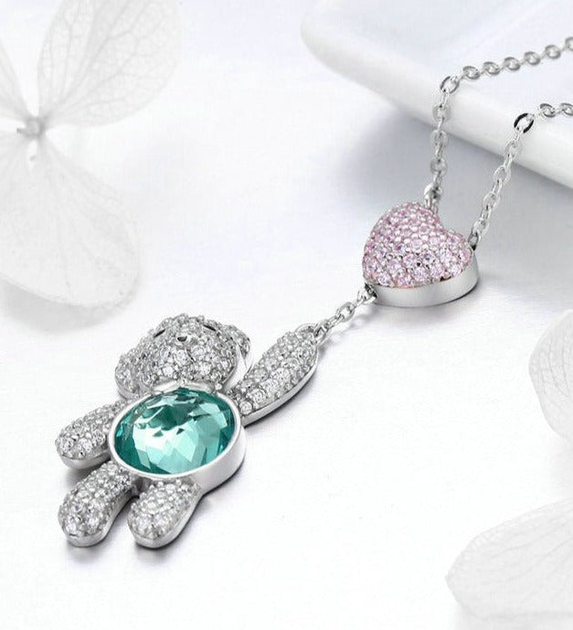 Colar Urso Luxo - 100% Prata 925 com Zircônias