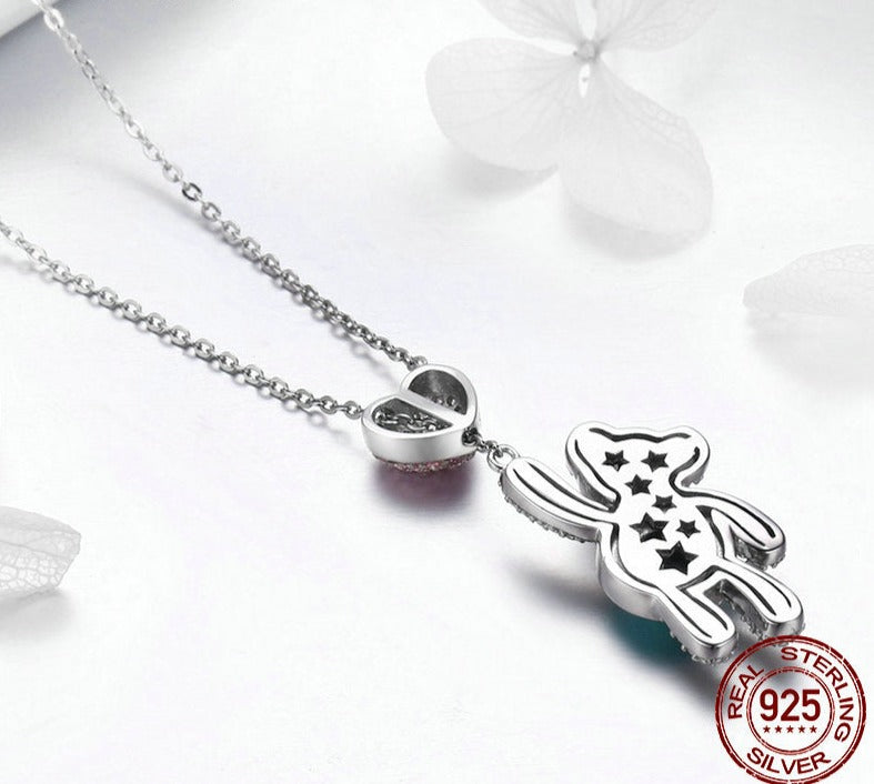Colar Urso Luxo - 100% Prata 925 com Zircônias