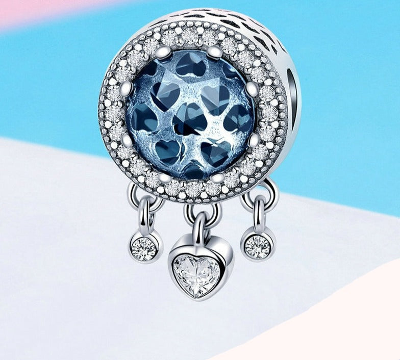 Charm Filtro Cristal Azul - 100% Prata 925