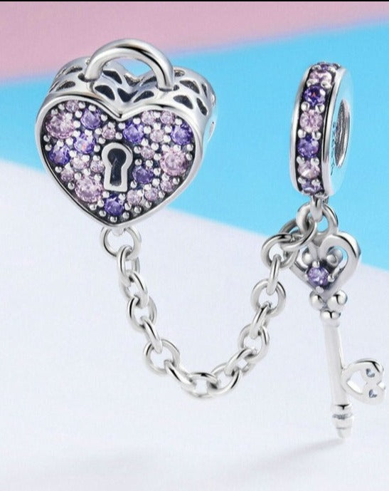 Corrente de Segurança Chave do Amor - 100% Prata 925