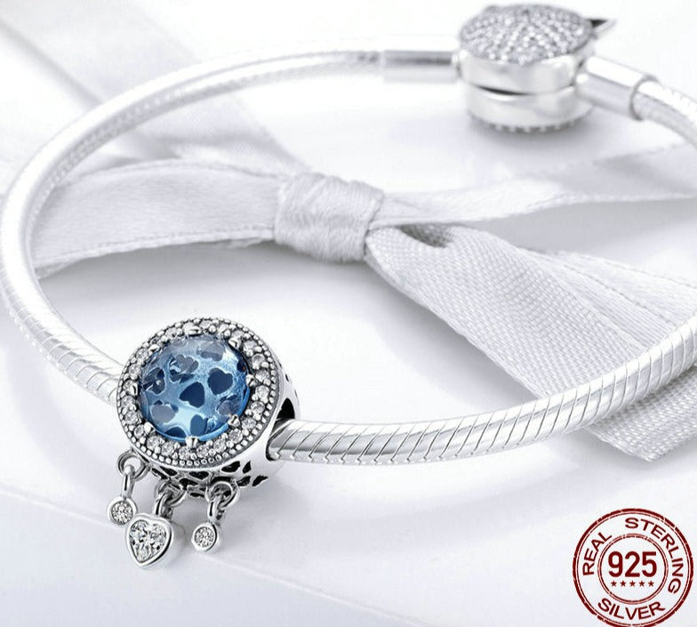 Charm Filtro Cristal Azul - 100% Prata 925